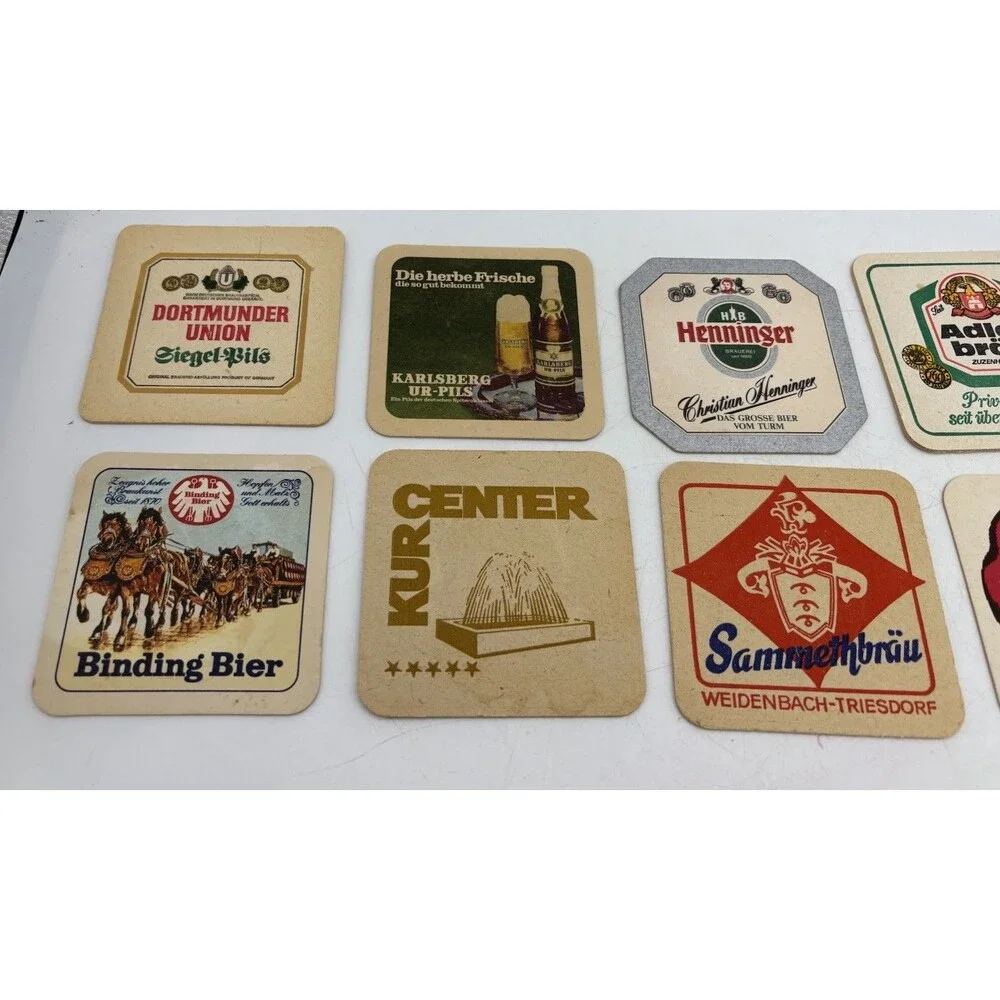 10 Vintage German Beer Coasters Binding Henninger Dortmunder Fuchs Breweriana